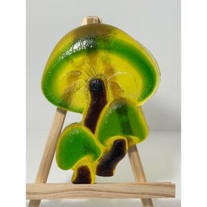 Vintage Wondermold Resin Mushroom Wall Hanging Green Yellow Mid Century Decor